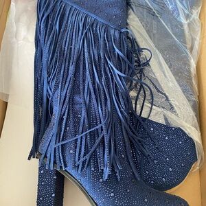 Blue Fringe Women's Boots